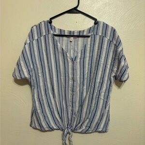 Como Vintage Striped Button-Up Blouse